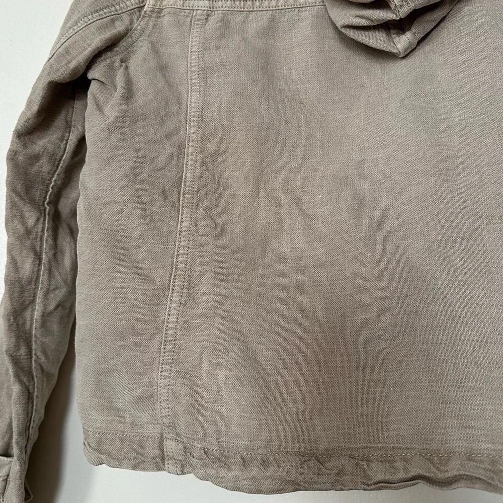 Nicole Miller Linen Lyocell Blend Hooded Jacket Size Medium Beige Y2K - Picture 9 of 10